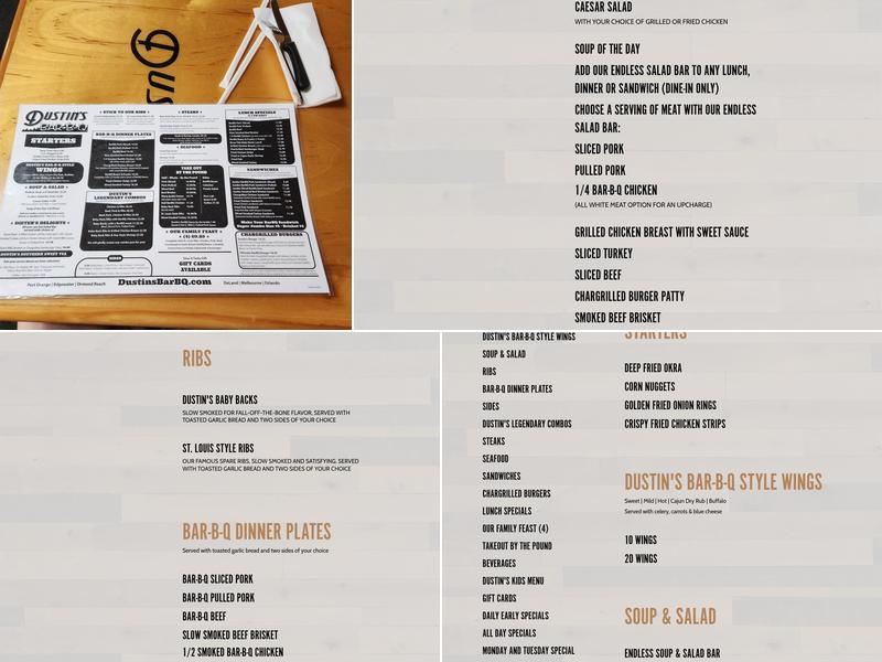Dustin's Bar-B-Q Menu