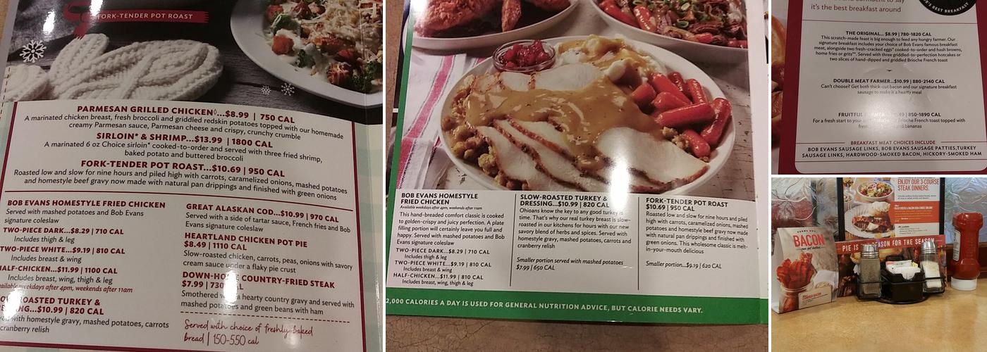 Bob Evans Menu