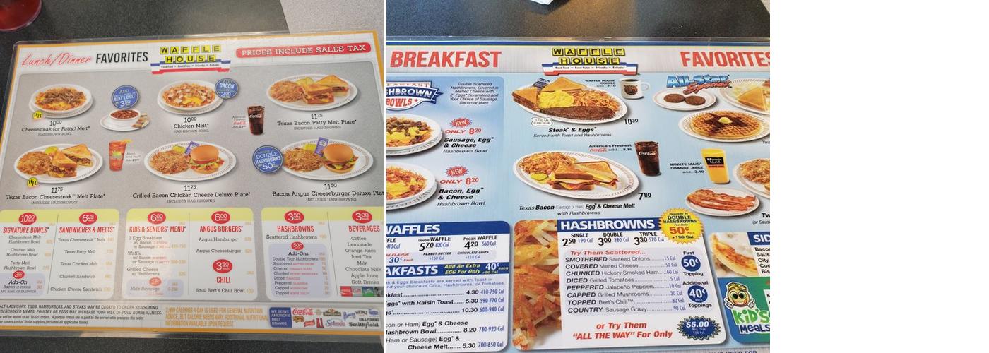 Waffle House Menu