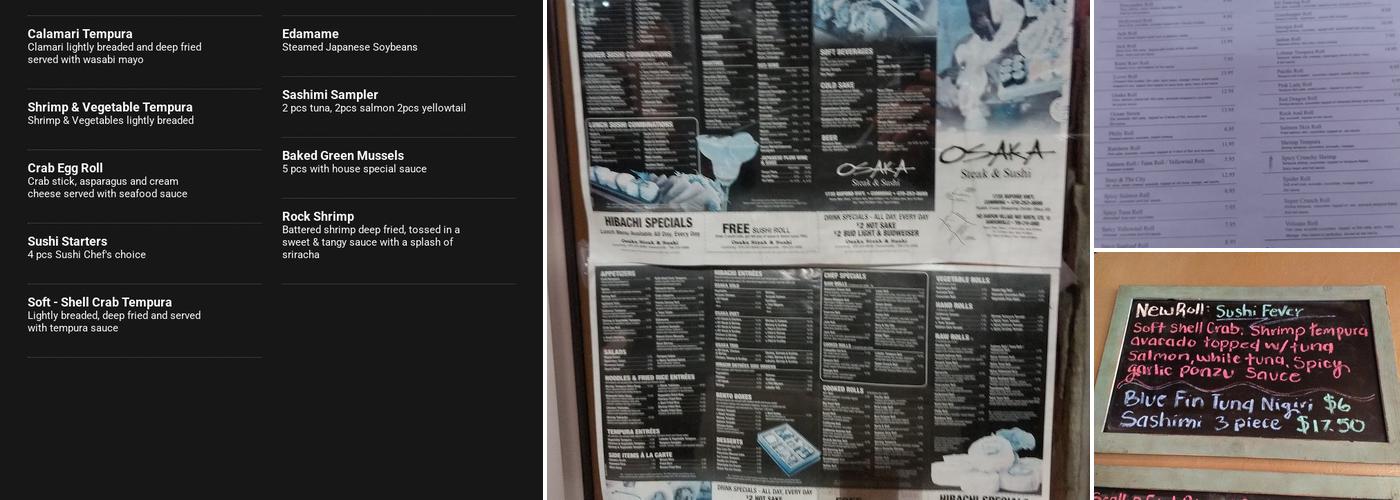 Osaka Steak And Sushi Menu