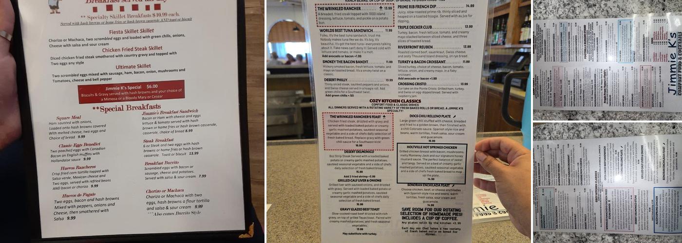 Jimmy K's Menu