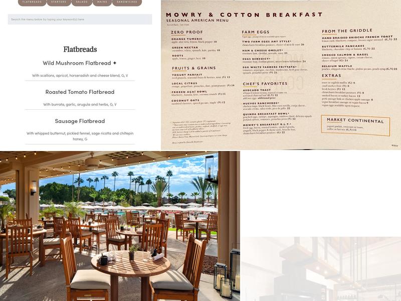 Mowry and Cotton Menu