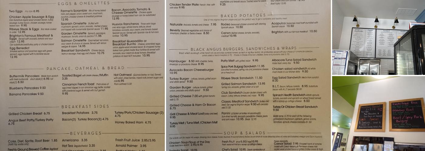 Brighton Coffee Shop Menu