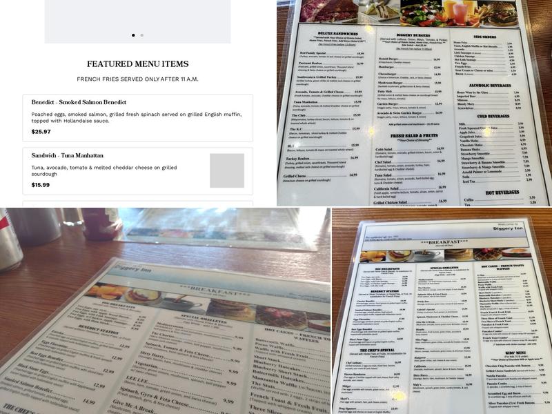 Diggery Inn Menu