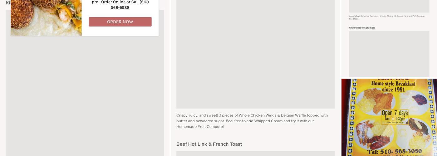 Fong’s Cafe Menu