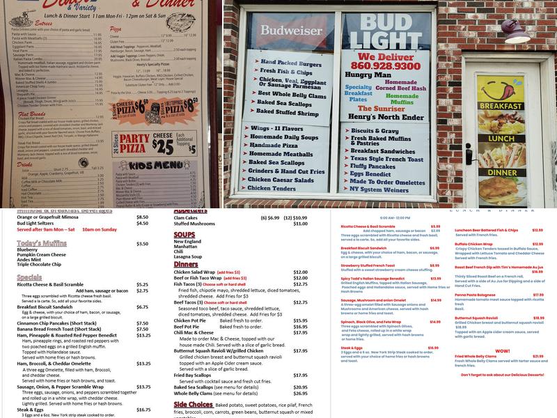 Henry's Diner Menu
