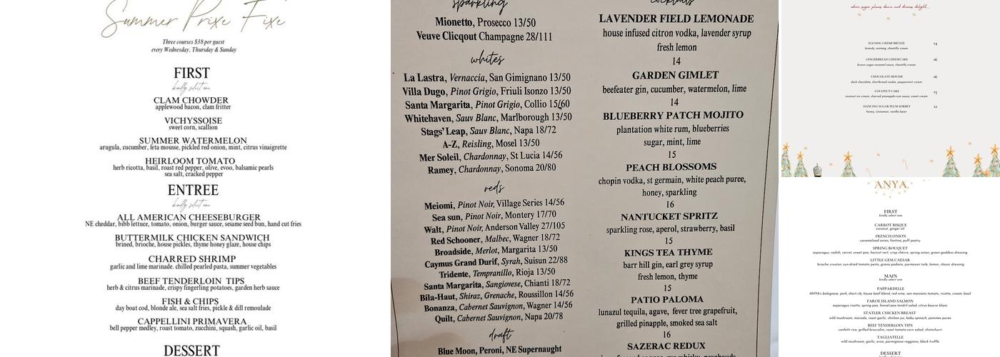 ANYA Menu
