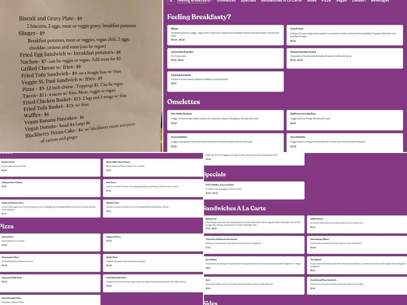 Gooseberries Menu