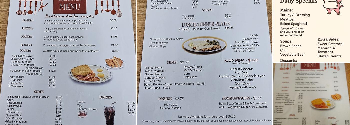 Tammy's Diner LLC Menu