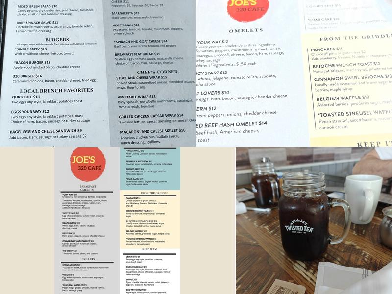 Joe's 320 Cafe Menu