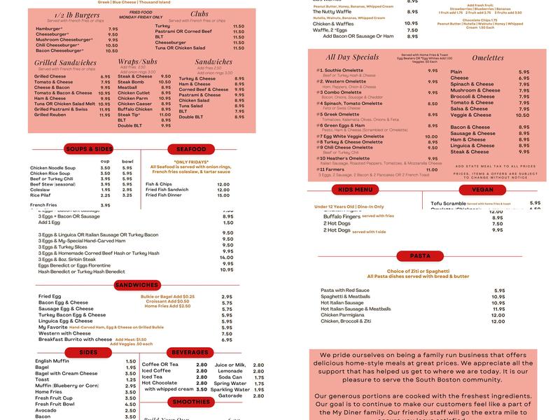 My Diner Menu