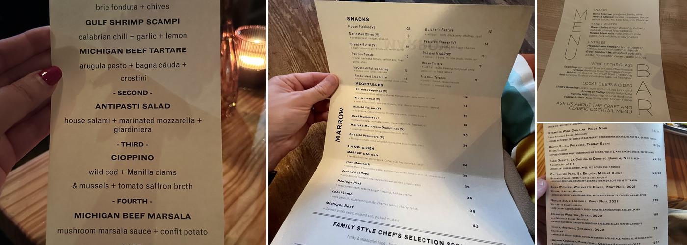 Marrow Menu
