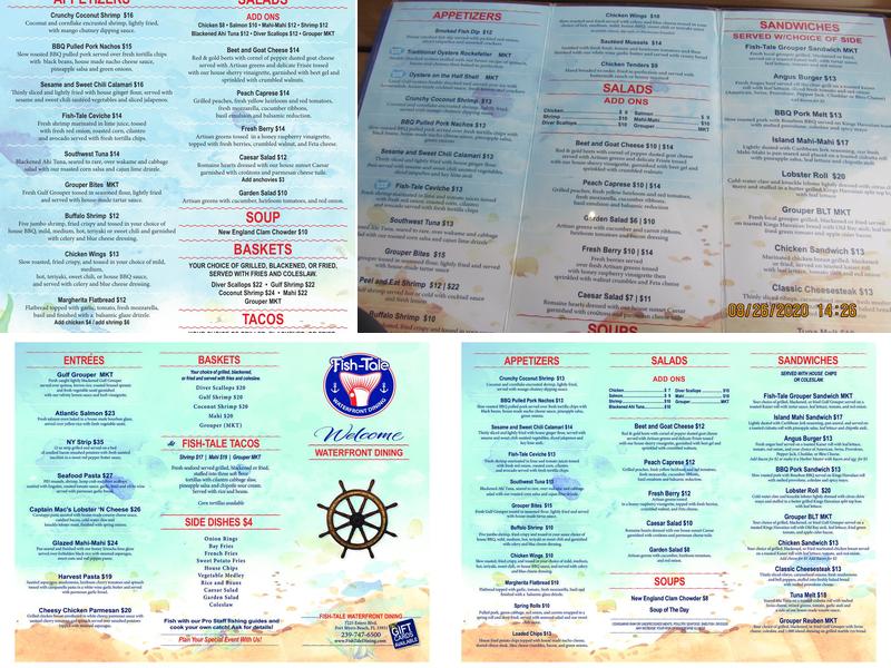 Fish Tale Waterfront Dining Menu