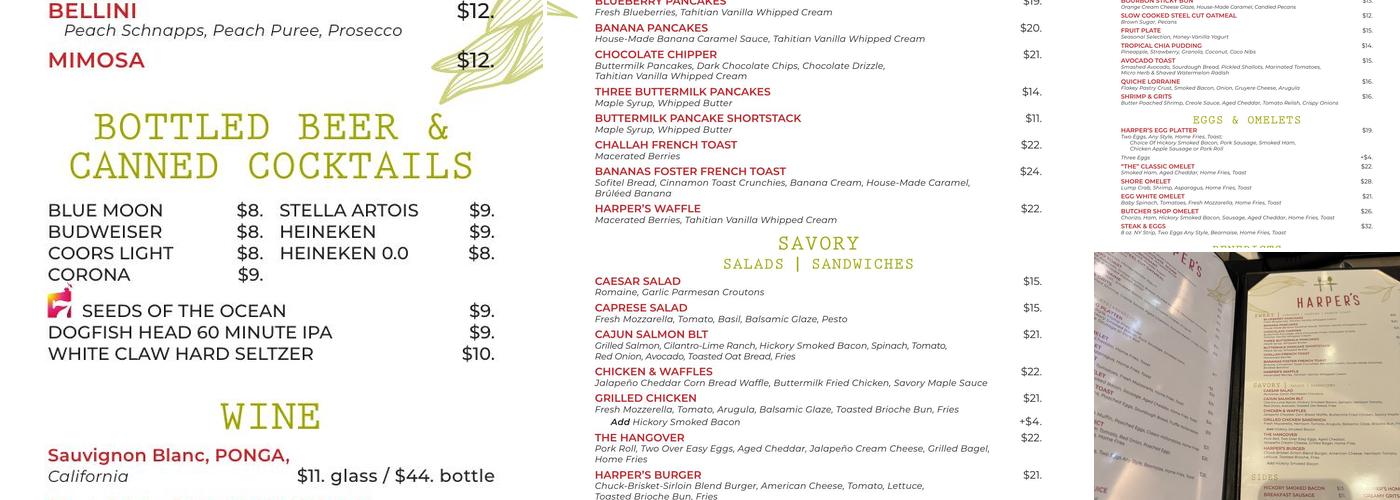 Harper's Menu