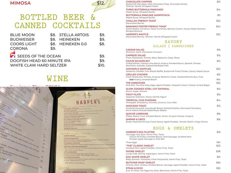 Harper's Menu