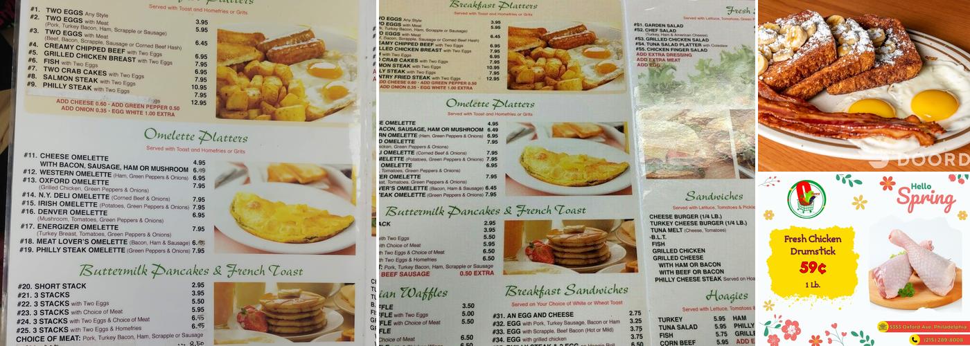 Oxford Restaurant Breakfast and Lunch Menu