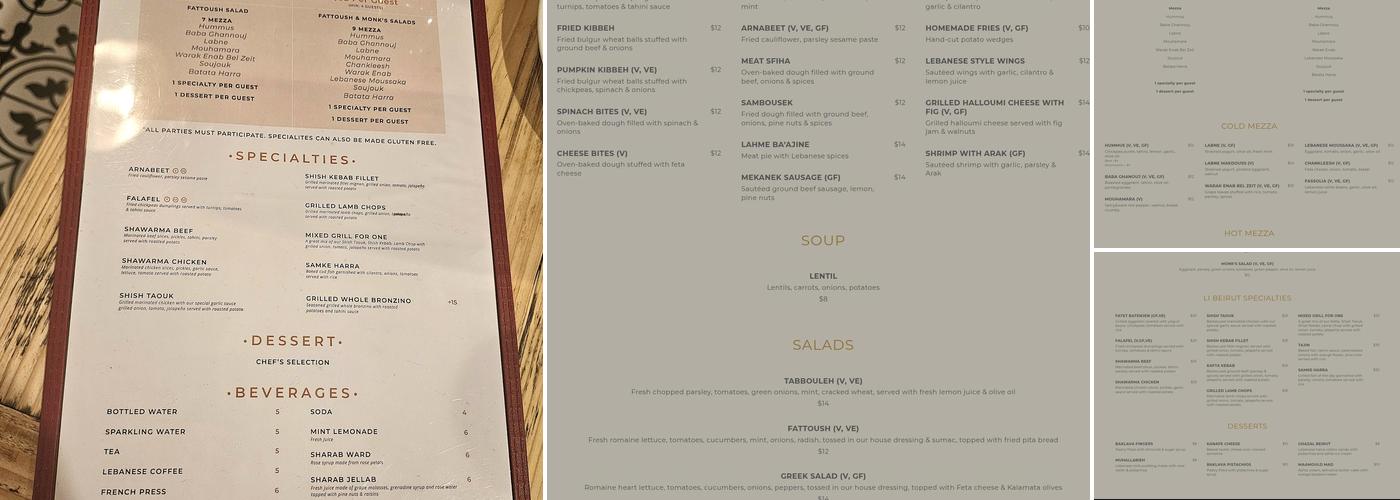 Li Beirut Menu