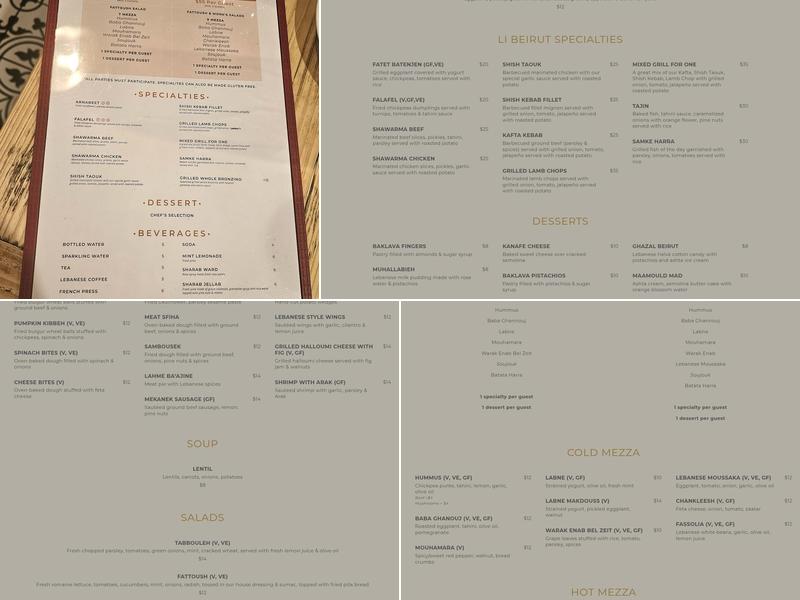 Li Beirut Menu