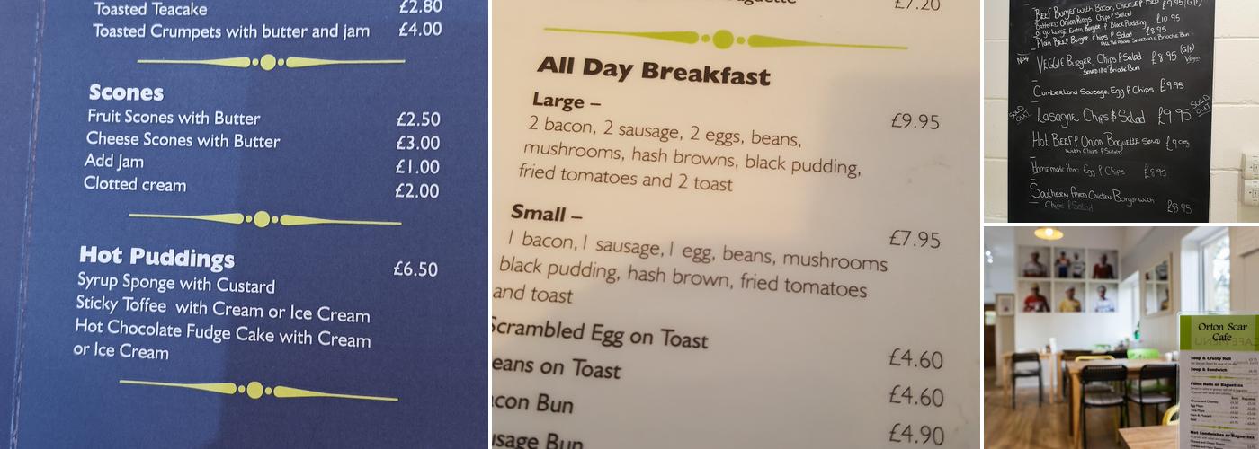 Orton Scar Cafe Menu