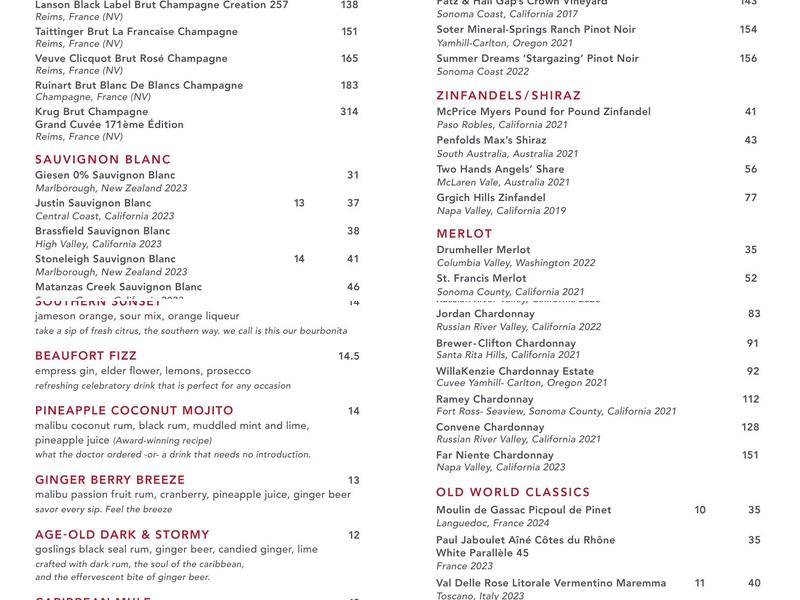 MOONRAKERS Menu