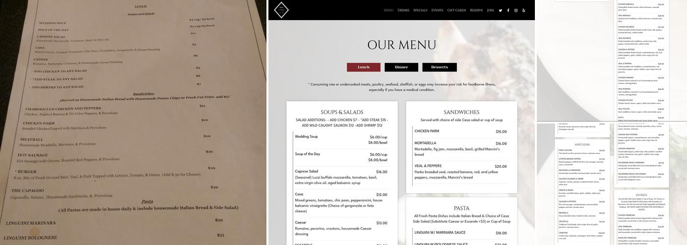 Cucina Vitale Menu