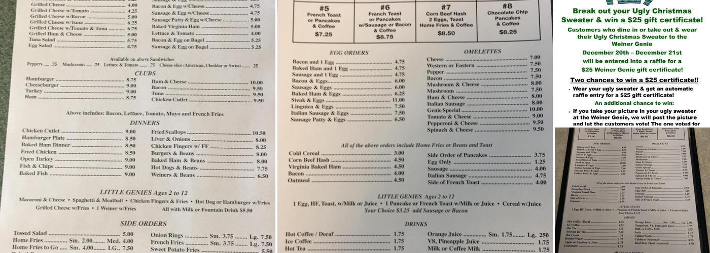 Weiner Genie Menu