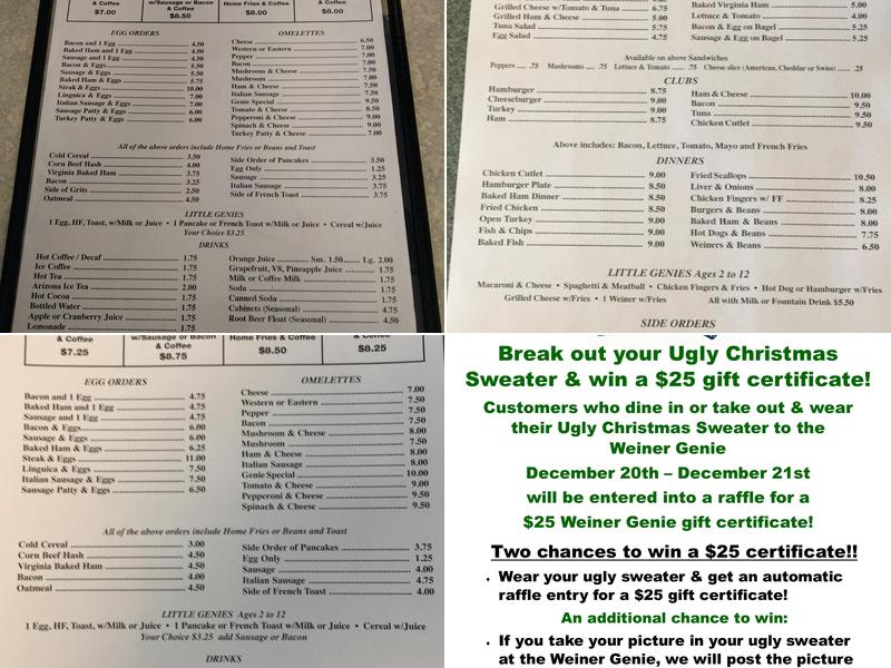 Weiner Genie Menu