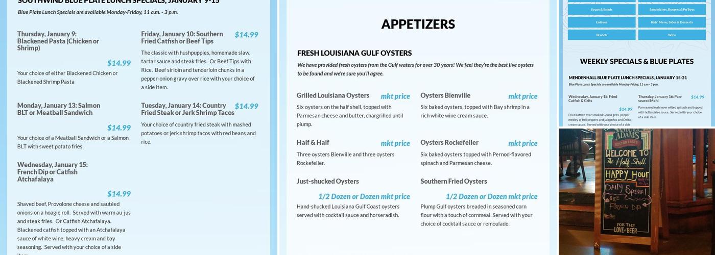 The Half Shell Menu