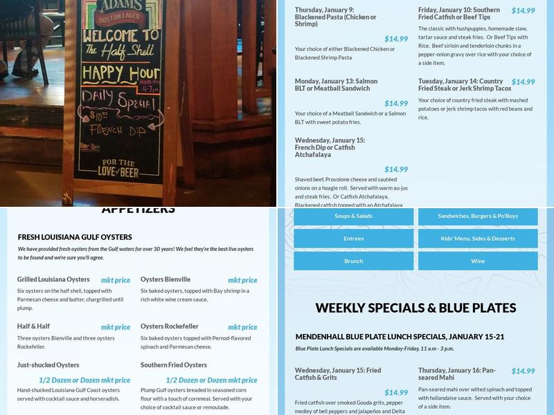 The Half Shell Menu