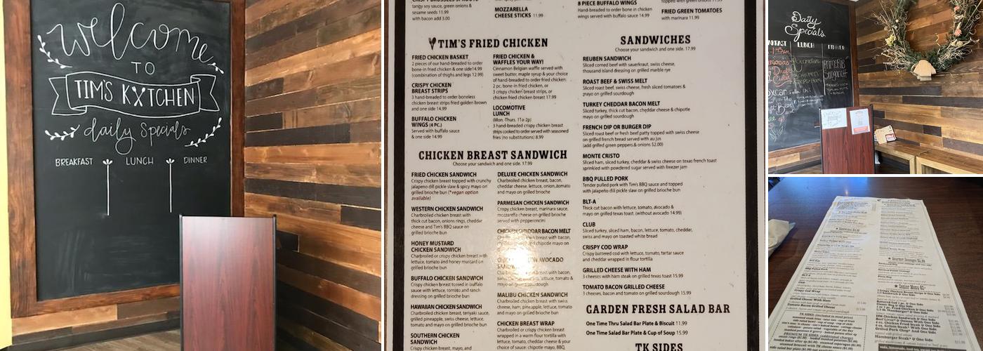 Tim's Kitchen Menu