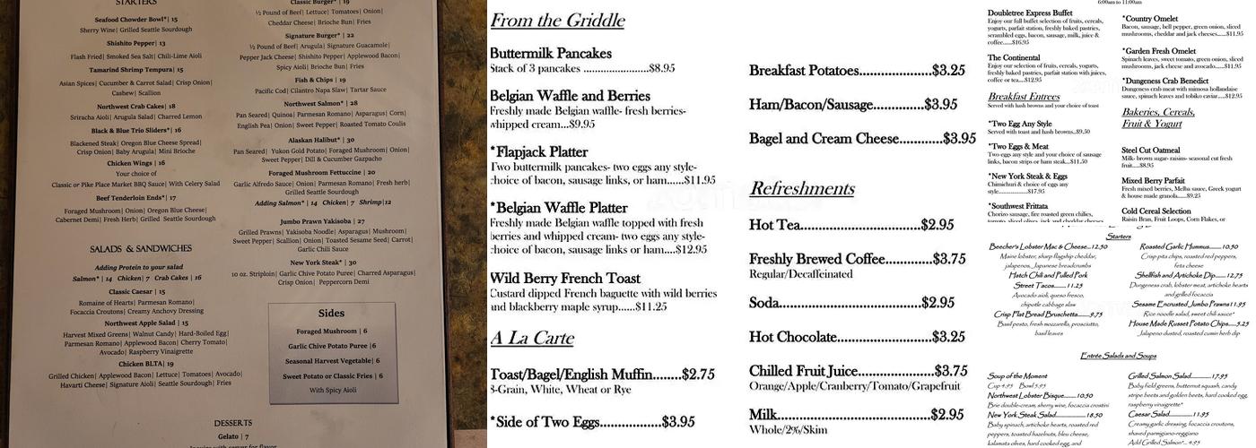 Northwest Landing Menu