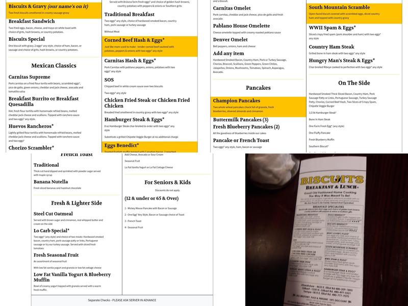 Original Biscuits restaurant Menu