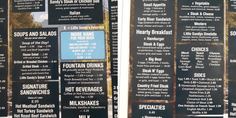 Hancock Truck Plaza Menu