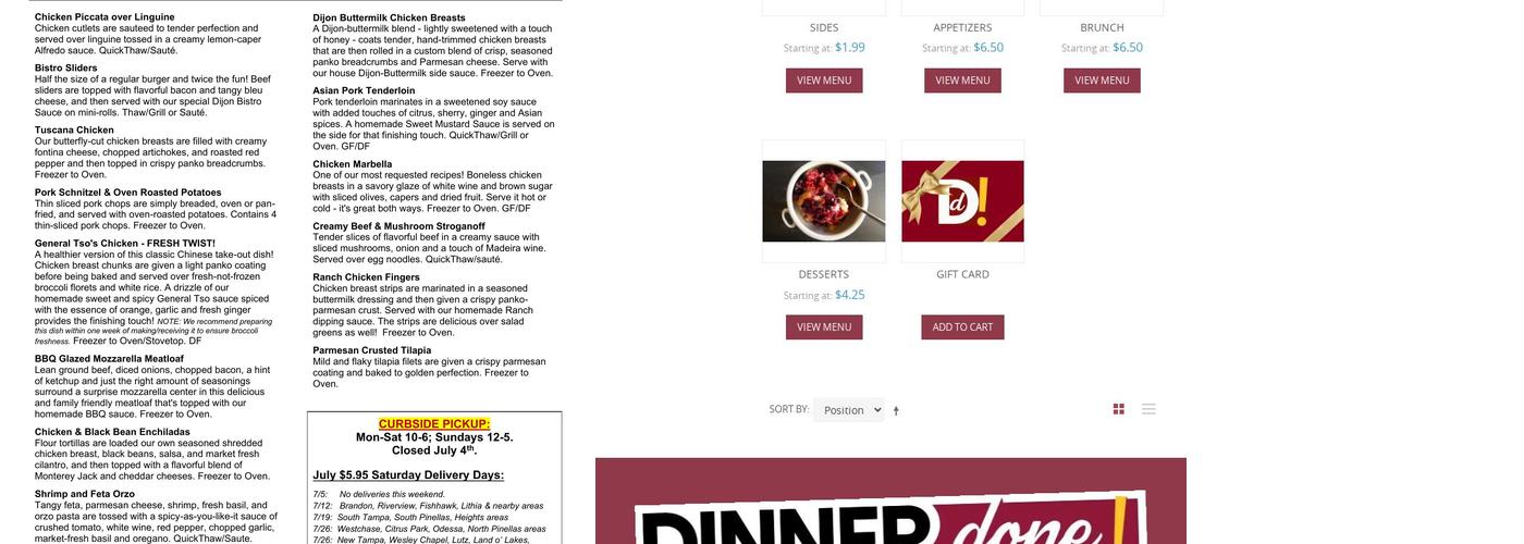Dinner Done! Menu