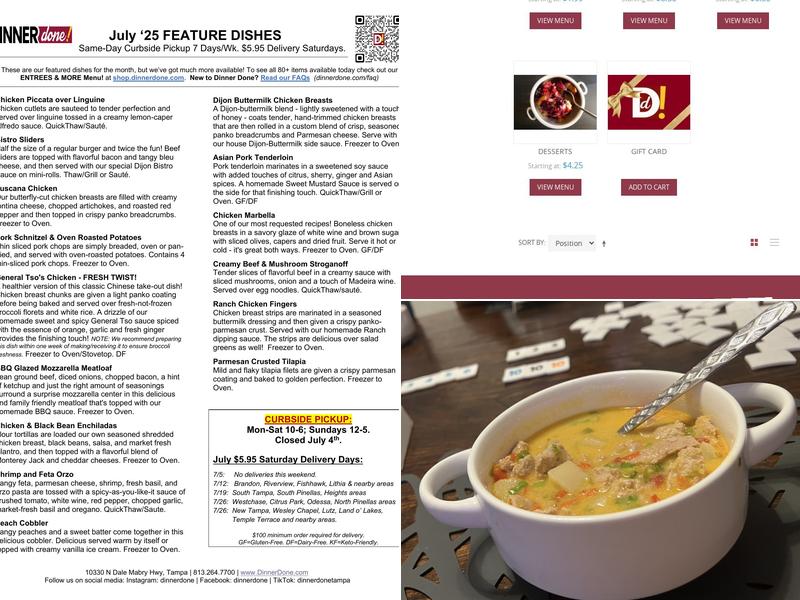 Dinner Done! Menu