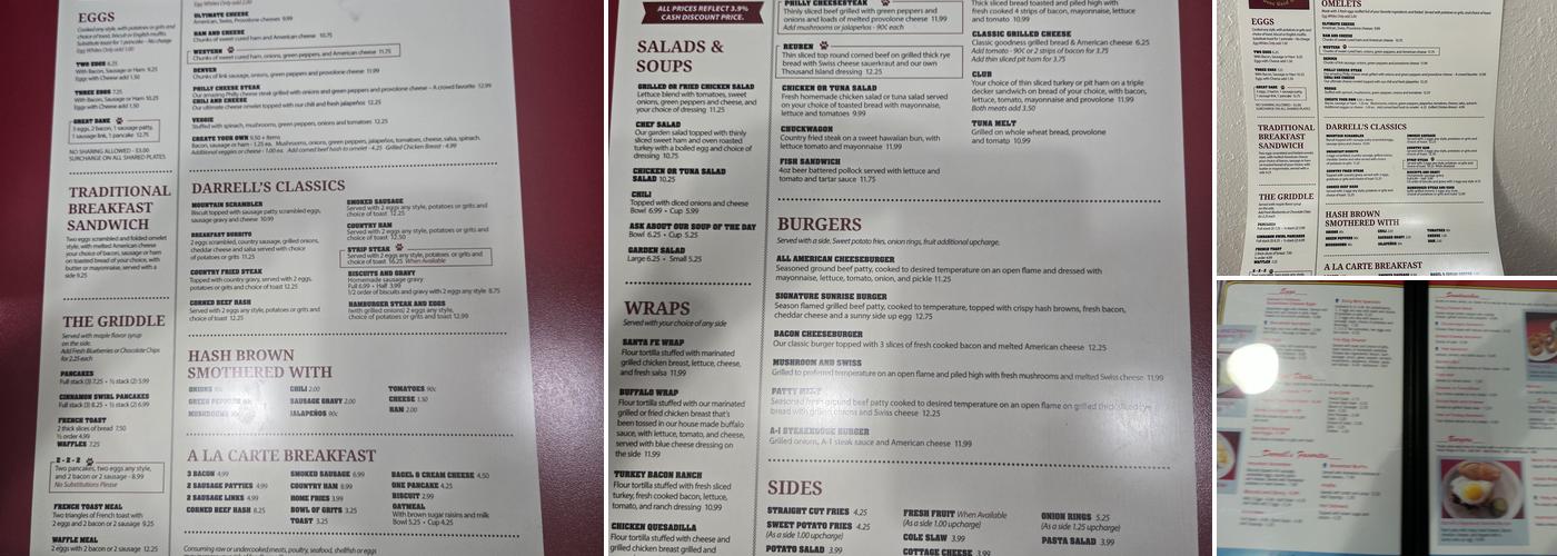 Darrell’s Diner Menu