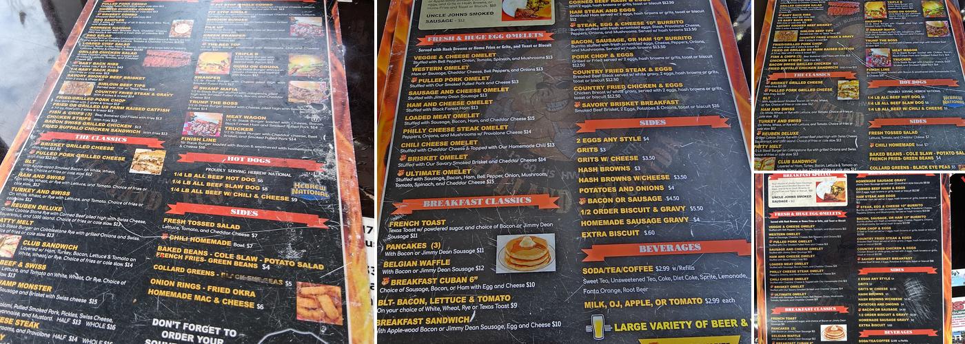 The Red Top Pit Stop Menu