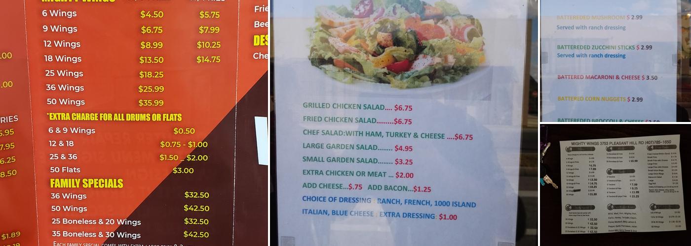 Mighty Wings Menu
