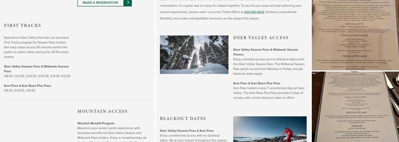 Fireside Dining Menu