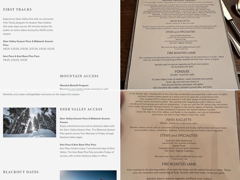 Fireside Dining Menu