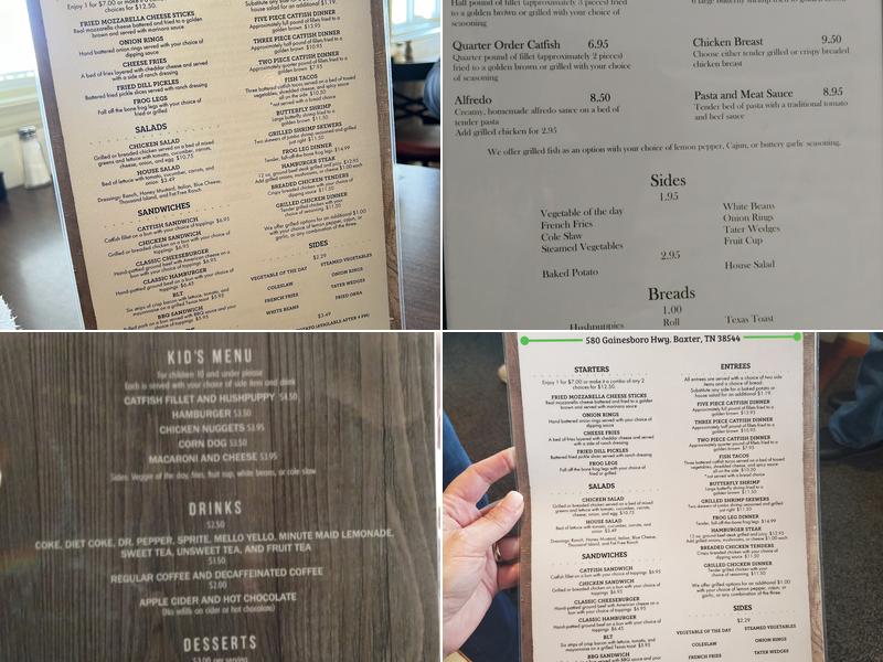 Twin Lakes Catfish Farm Campground Menu