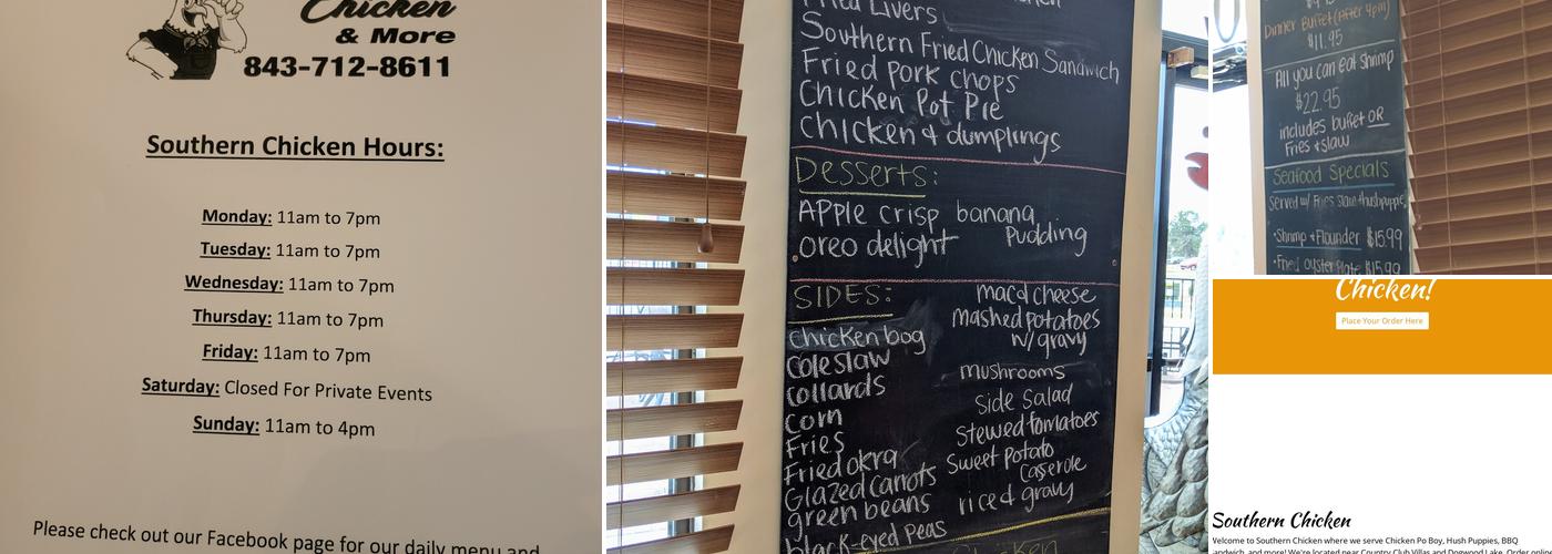 Southern Chicken Menu