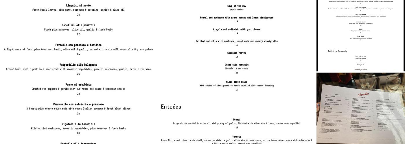 Amelia Menu
