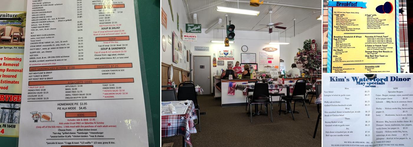 Kim's Waterford Diner Menu