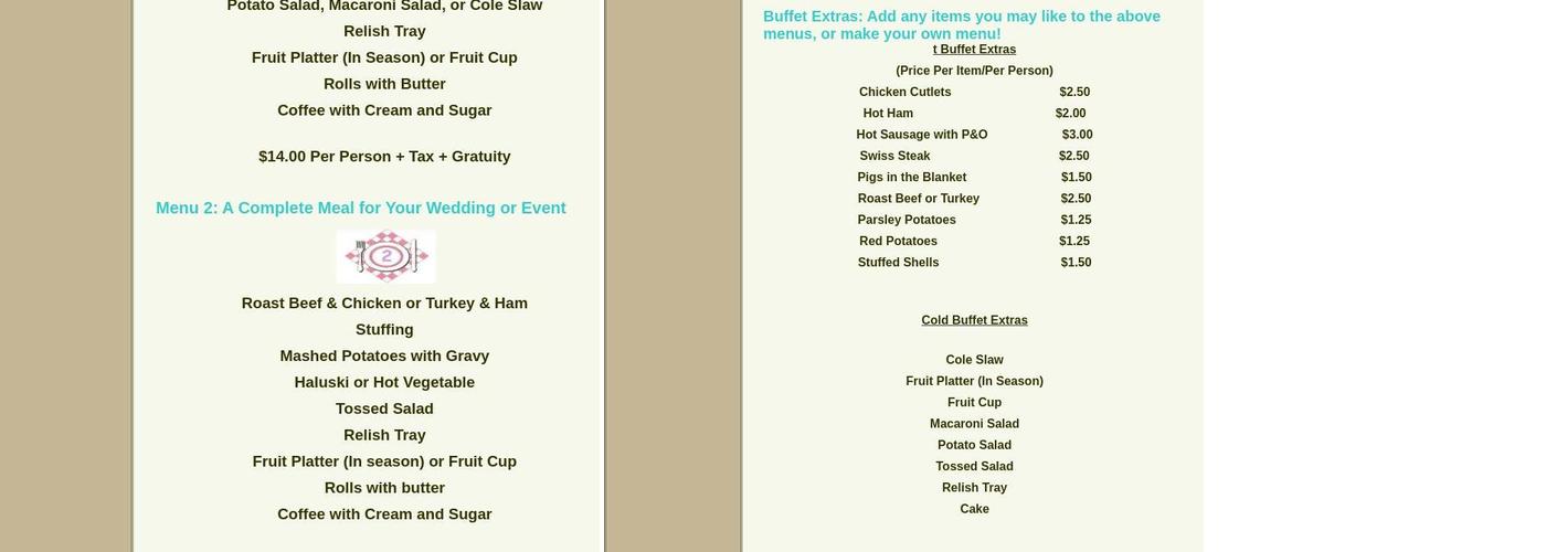 Route 53 Diner Catering Menu