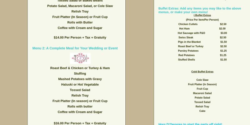 Route 53 Diner Catering Menu