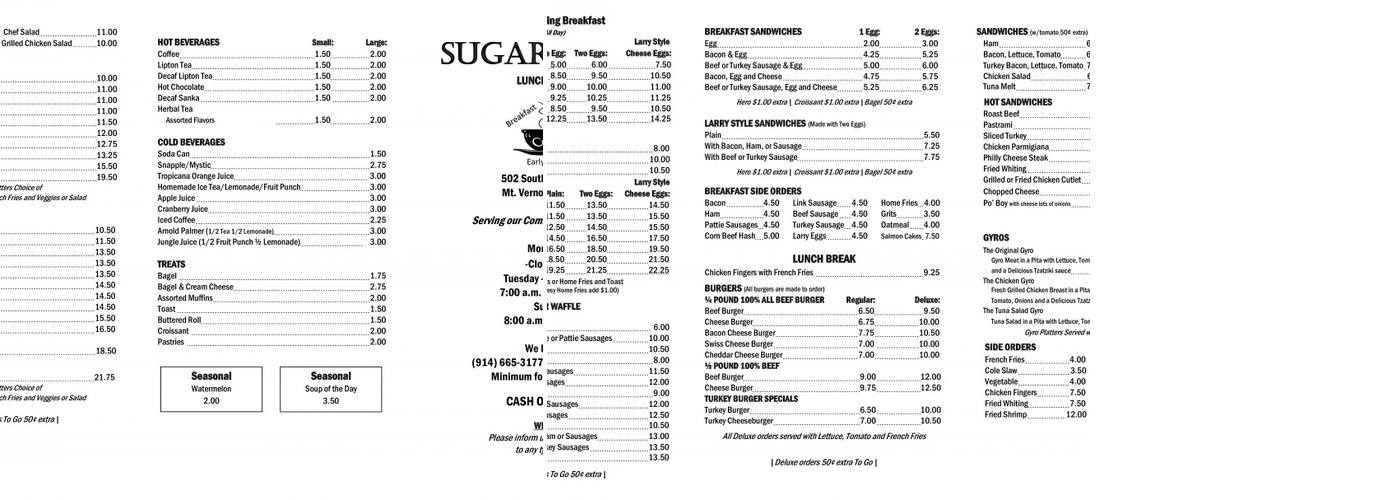 Sugar Bowl Menu