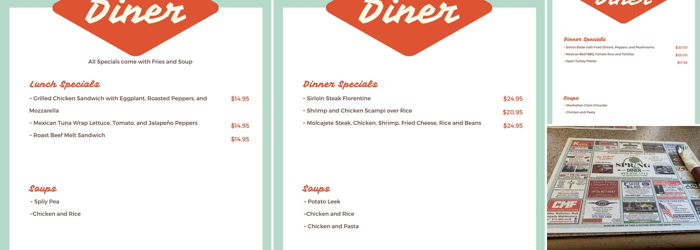 Spring Diner Menu
