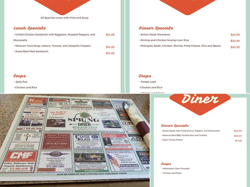 Spring Diner Menu