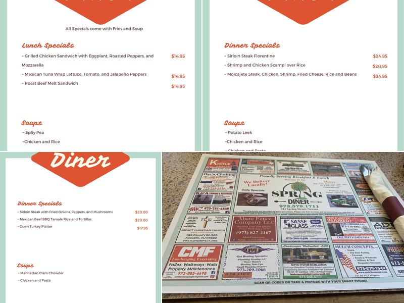 Spring Diner Menu